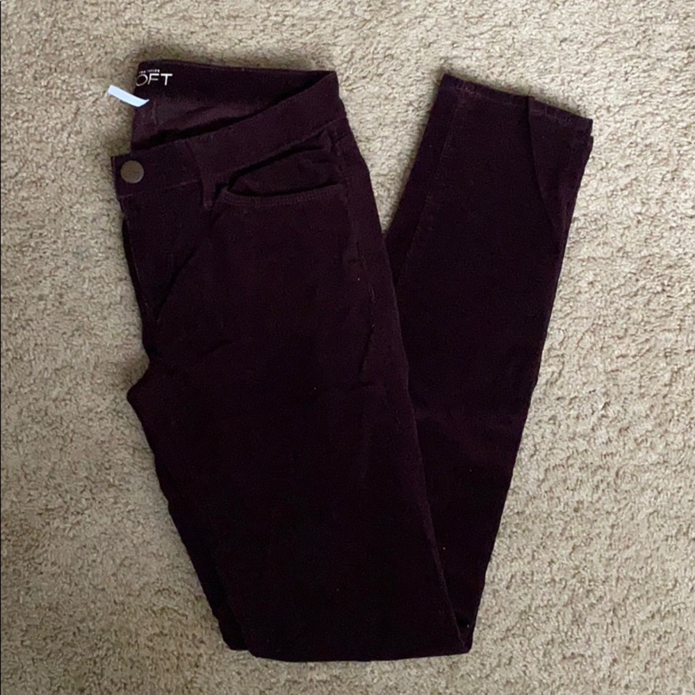 Loft modern skinny deep plum corduroy